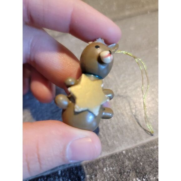 Vintage wooden AS IS Teddy Bear Star of David ornament Xmas decor - Picture 2 of 5